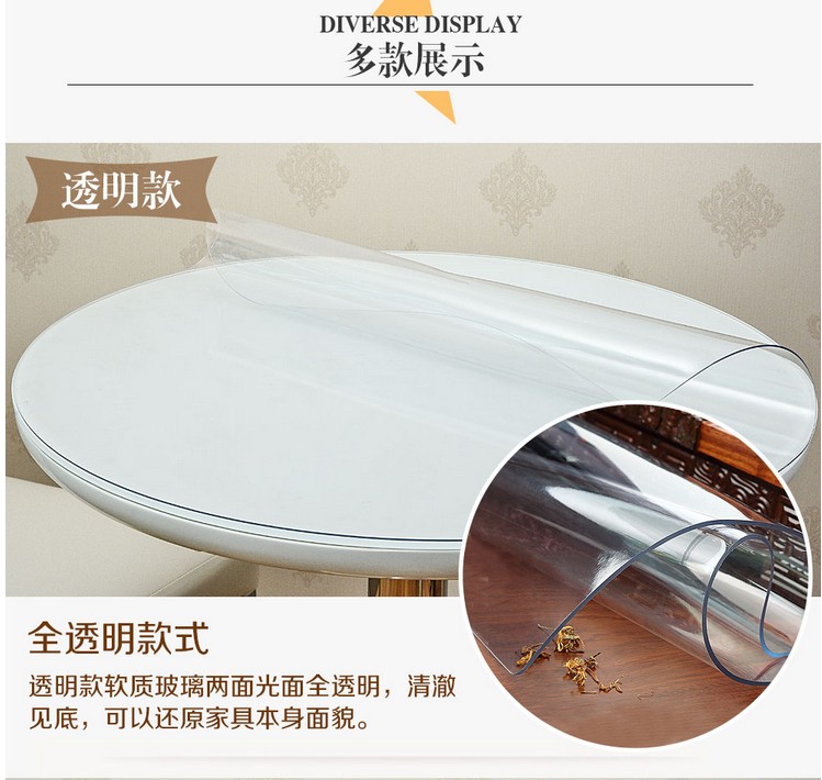 Khăn trải bàn tròn PVC trong suốt dày chống thấm nước chống vảy mềm bàn cà phê thủy tinh mat tấm pha lê tấm vải dùng một lần mat khăn trải bàn tết