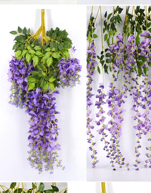 Mô phỏng Hoa Wisteria Hoa giả Hoa violet Trần Hoa Vine Trong nhà Trang trí tiệc cưới Mây nhựa Hoa thùng Cây nho - Hoa nhân tạo / Cây / Trái cây cây hoa đào giả