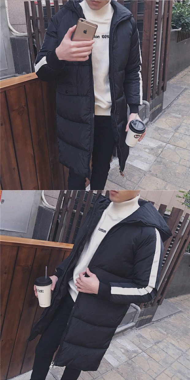 Áo khoác cotton mới mùa đông Phiên bản Hàn Quốc của áo khoác nam dài trùm đầu dày áo khoác cotton ấm áp đôi áo khoác áo khoác lông cừu