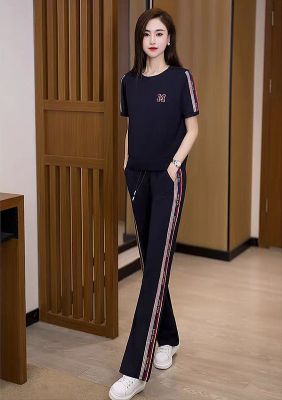 Casual Sportswear Suit for Women 2026 Summer New Fashion Loose Slimming Ice Silk Short-Sleeved Wide-Leg Pants Two-Piece Set Casual Sportswear Suit for Women 2026 Summer New Fashion Loose Slimming Ice Silk Short-Sleeved Wide-Leg Pants Two-Piece Set