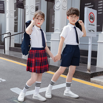 Childrens summer school uniform shirt New British college style kindergarten primary school student vest three-piece class uniform