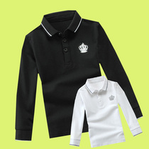 Childrens T-shirt long-sleeved lapel spring and autumn boys and girls baby white solid color autumn clothes tops school uniforms class uniforms school uniforms