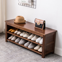 New Chinese style entrance door changing shoes Bench Bamboo Solid Wood Simple about Xuanguan Door Hall wearing a shoe stool Home Sitting Strip Shoe Rack Cabinet