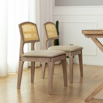 Rattan Solid Wood Dining Chair Sub small family Type modern minimalist home Living room Dressy Backrest Cloth Art Casual Net Red Furniture