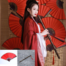 2019 meticulous painting photo studio red fan creative Hanfu ancient style props flute photo long Xiao