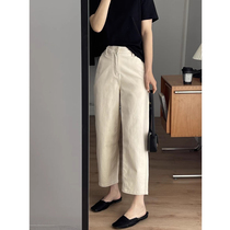 2024 new spring automne gros code haute taille de tambour droit jeans femme grosse soeur cadette large avec slim 90% Harun pantalon