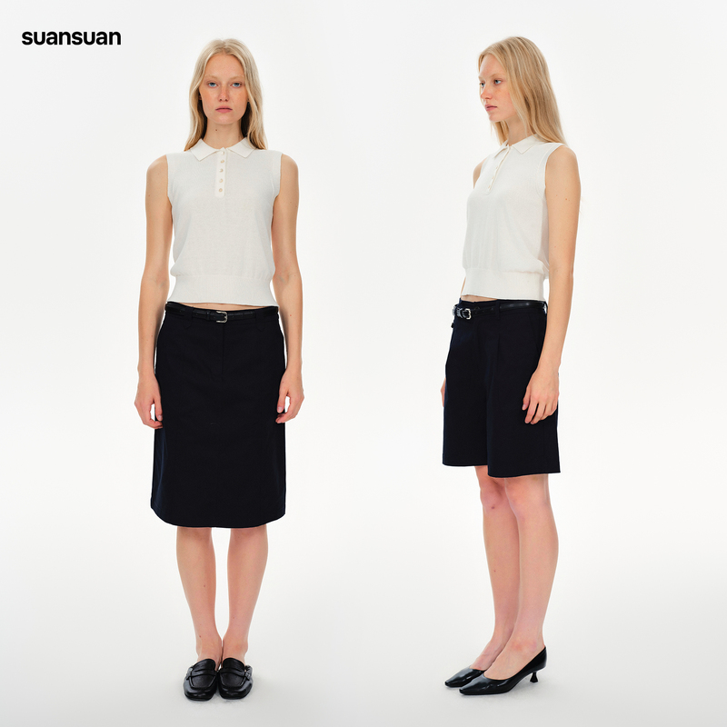 Suansuan Basic Versatile Sleeveless Polo Collar Top for Women, New Summer Style Racerback Vest for Layering