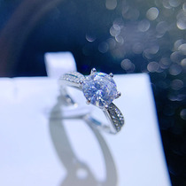 s925 sterling silver ring female Japanese and Korean simple simulation Diamond temperament six-claw diamond ring opening adjustable to send girlfriend wife