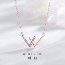 S925 sterling silver letter w cold wind necklace 2021 new female niche design sense light luxury choker ins simple