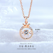 New smart necklace female creative Korean fashion beating heart crown pendant sterling silver s925 sterling silver jewelry