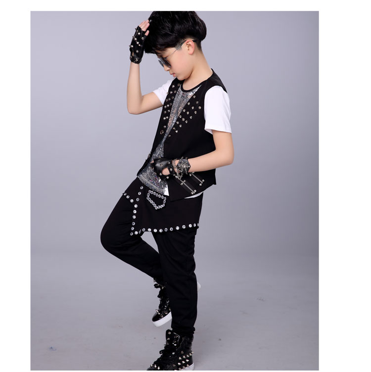 Ngày thiếu nhi Trang phục thiếu nhi Trống Jazz Dance Hosts Chàng trai Vũ điệu đường phố Trình diễn thời trang Trình diễn trang phục - Trang phục shop quan ao baby