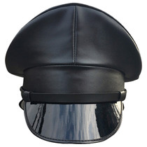Halloween Cos bar themed cosplay film and film performance leather hat army cap PU security cap big cap adult