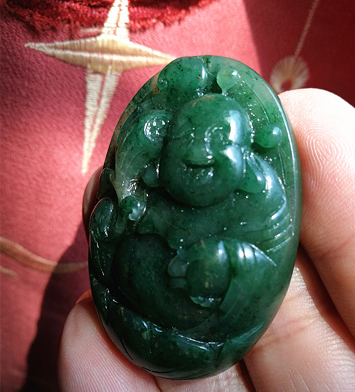 Unique Jade Buddha Natural Nanyang Unique Mountain Sky Blue Jade Laughing Buddha Pendant Pendant Jade Pei F4