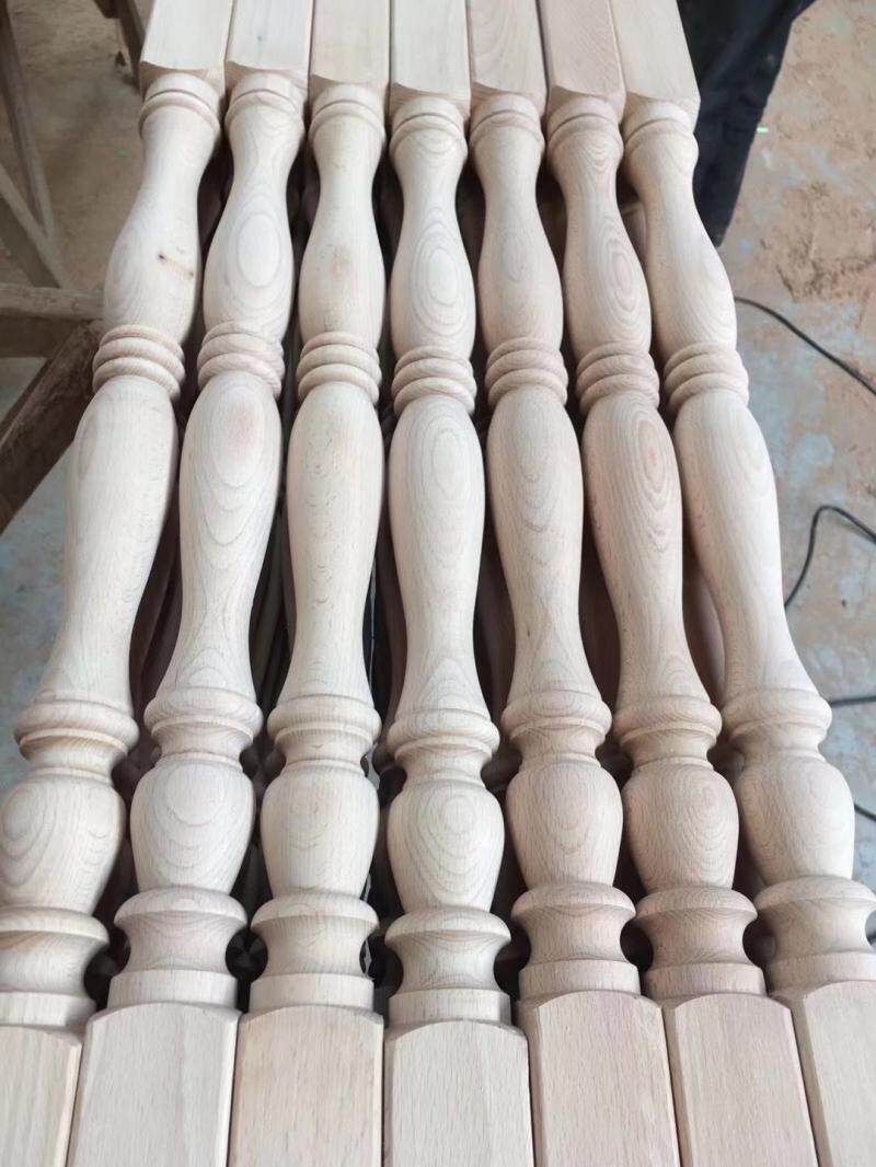 No beech wood small column large column No. 2 white stubble common flower type solid wood stair column guardrail drying splicing material