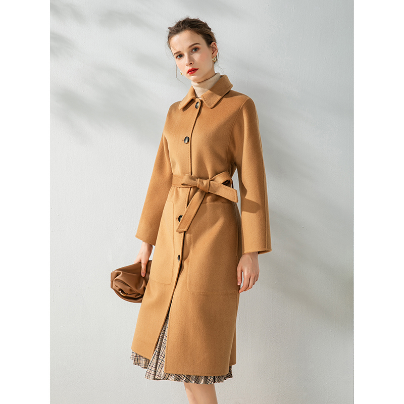 100% wool? the double face cashmere big coat woman 2021 Autumn winter medium long version high-end temperament slim coat