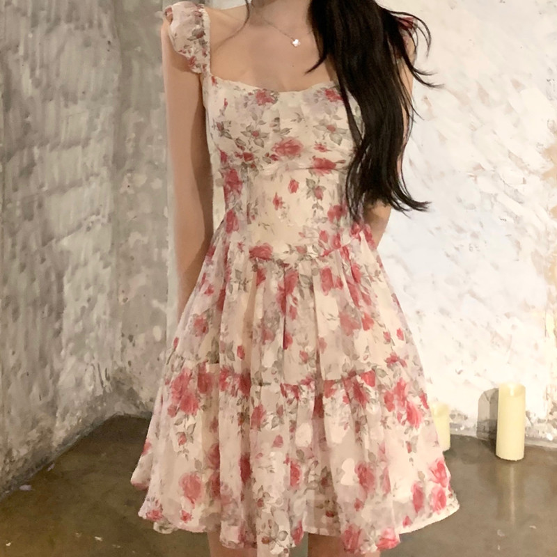 JMSHOP Pure Ceiling Floral Skirt Women's Autumn Dress 2021 New Women's Chiffon Waist Interior Dress