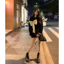 JMSHOP girl's private romantic sweater women's loose lazy pullover autumn design bow sweater