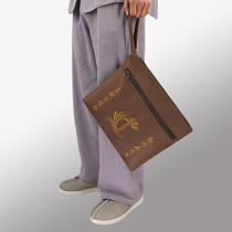 Zhu Yun Buddhist Sutra bag Canvas three-coat bag to store Monk clothes Sea green bag Lay bag tote bag