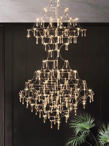 Staircase Chandelier, Villa Living Room Large Chandelier, Loft Duplex Floor-To-Ceiling Chandelier, Firefly Crystal Large Chandelier