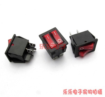 4-foot red double-connected boat type switch electric heater electric cake stall double switch KCD4 2-in-1 power switch 