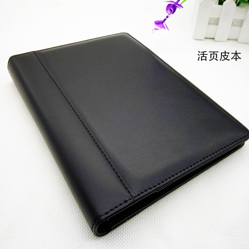 Black Loose-leaf Office Notepad Conference Bennotebook Leather leather face Ben A5 B5 Tianjin Soft Piben