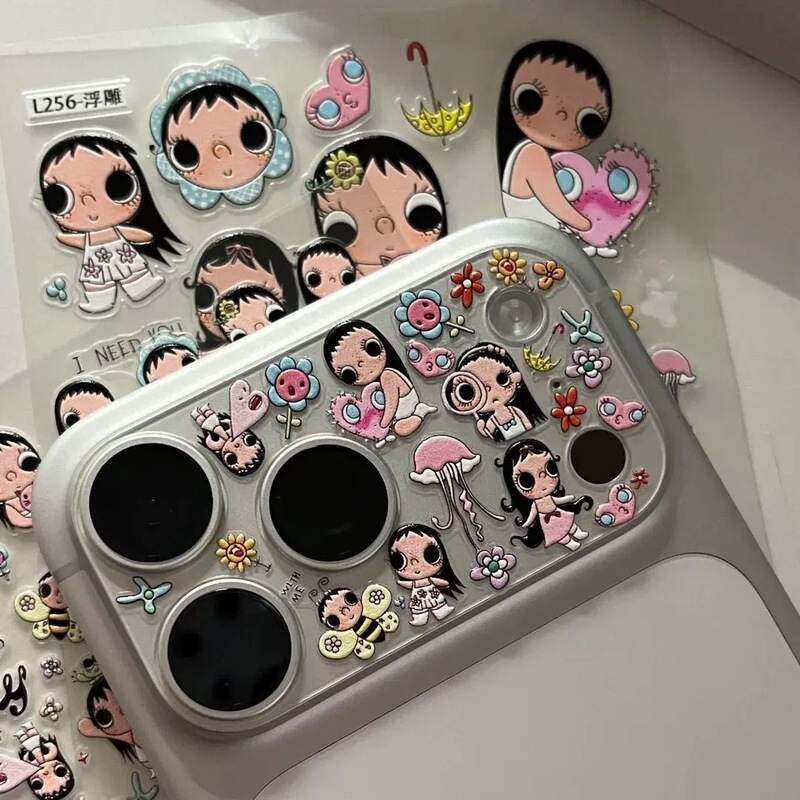 DIY Lens Base Film Suitable for iPhone 17 Pro, Cute Girl Sticker Decoration for Apple 17 Pro Max, Electrostatic Adsorption Hollow Camera Phone Camera Protective Film, No Residue DIY Lens Base Film Suitable for iPhone 17 Pro, Cute Girl Sticker Decoration for Apple 17 Pro Max, Electrostatic Adsorption Hollow Camera Phone Camera Protective Film, No Residue