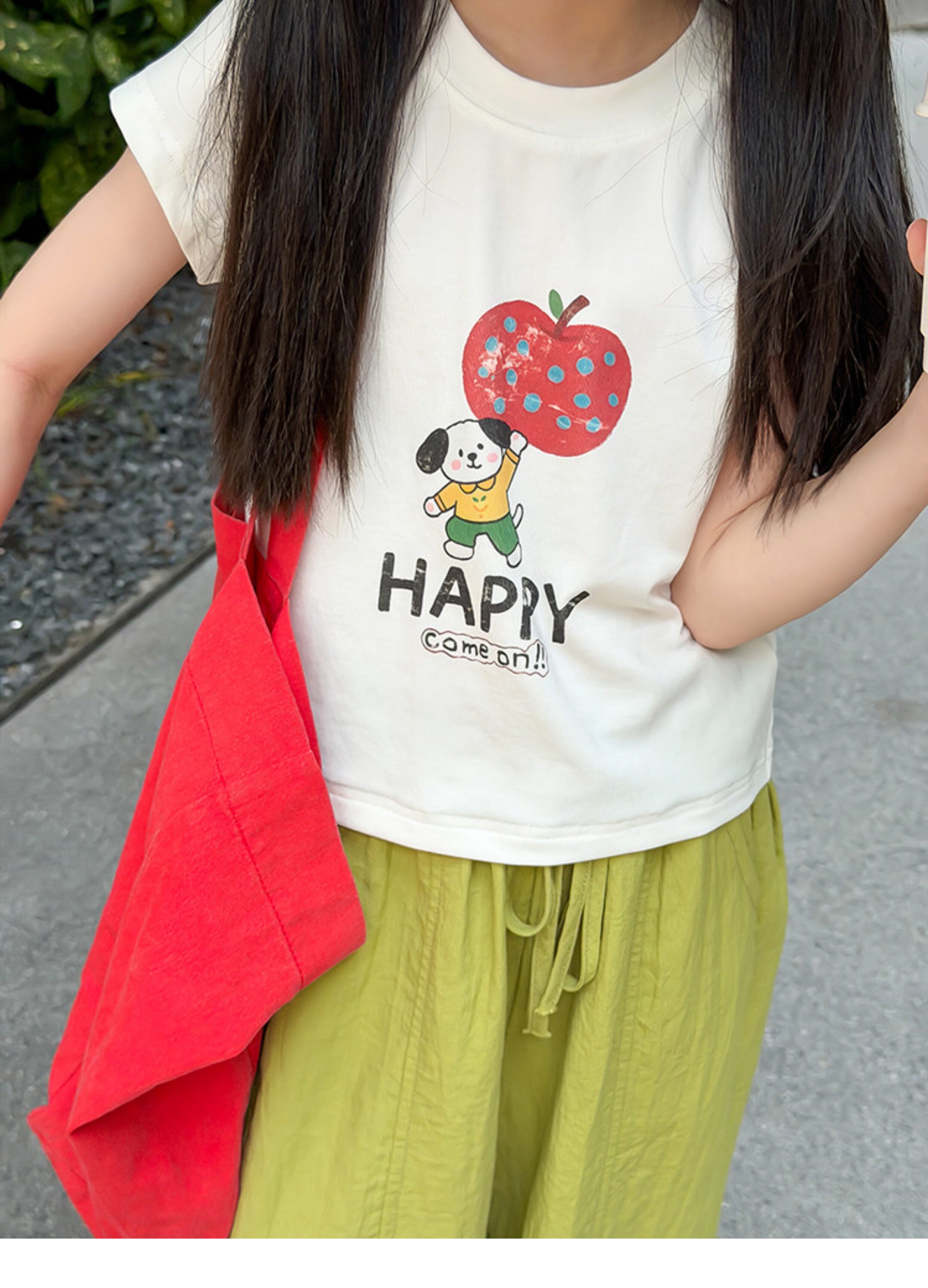 儿童夏季莱赛尔氨纶冰感甜辣风修身短款T恤女童卡通印花短袖上衣 — 21