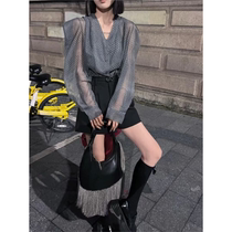 Ocnltiy fashion design casual loose drawstring sun protection shirt womens summer new chic thin top