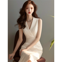 Ocnltiy Xiaoxiangfeng suit dress 2024 summer womens one-shoulder French sleeveless vest long skirt