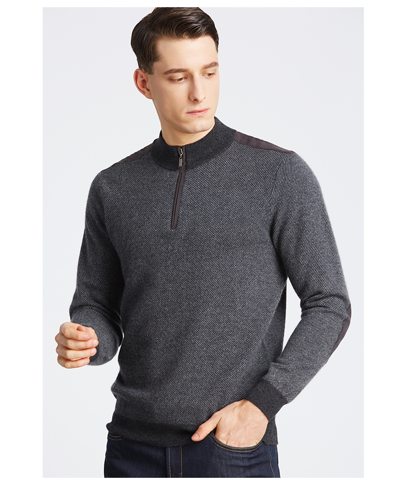 Satchi Sha Chi của Nam Giới Cao Cổ Màu Rắn Kinh Doanh Bình Thường Cardigan Nam Slim Cashmere Áo Len