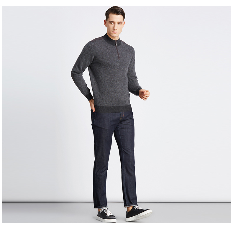 Satchi Sha Chi của Nam Giới Cao Cổ Màu Rắn Kinh Doanh Bình Thường Cardigan Nam Slim Cashmere Áo Len