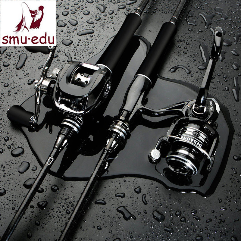 smuedu long throw general use clever mouth bass new Luya rod set water drop wheel carbon gun handle straight handle fishing rod