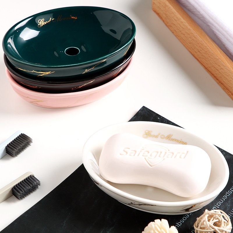 Soap box drain light luxury soap dish soap box Nordic home ins ceramic soap dish bathroom toilet creative