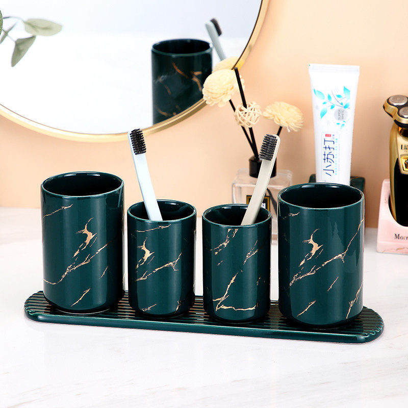 Nordic light luxury mouthwash cup bathroom set toilet bathroom toothbrush rack toilet wash cup placement rack