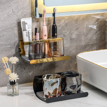 Electric toothbrush rack rack placement rack mouthwash cup tooth cup tooth cylinder storage rack home punch-free wall hanging light luxury