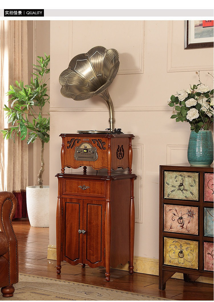 Máy ghi âm sừng lớn retro châu Âu Máy ghi âm vinyl châu Âu phòng khách sang trọng loa siêu trầm cổ máy ghi âm cổ - Máy hát 	đầu đĩa than cao cấp	