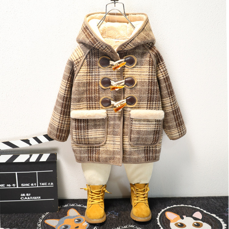 Children's winter fur coats boy foreign pie Chinese children plus velvet thickened blouses for long version of the boy's baby coat