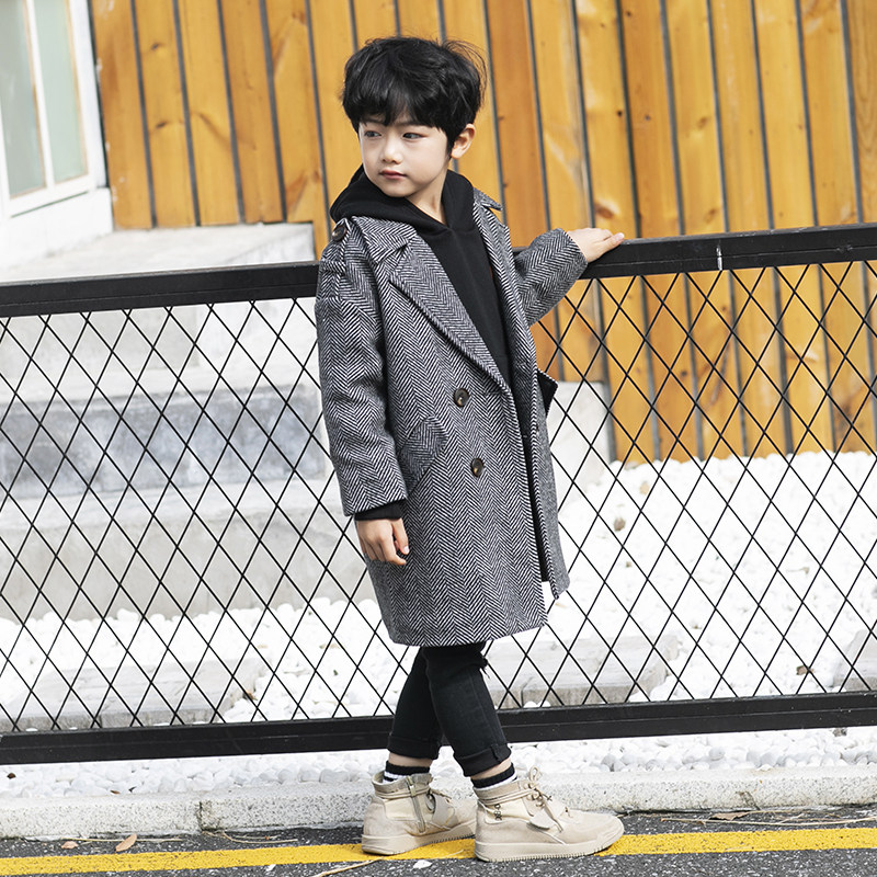 Boy's fur clip cotton, big clothes CUHK Tong 2021 Autumn winter new Korean version of boy thickened with long version of jacket