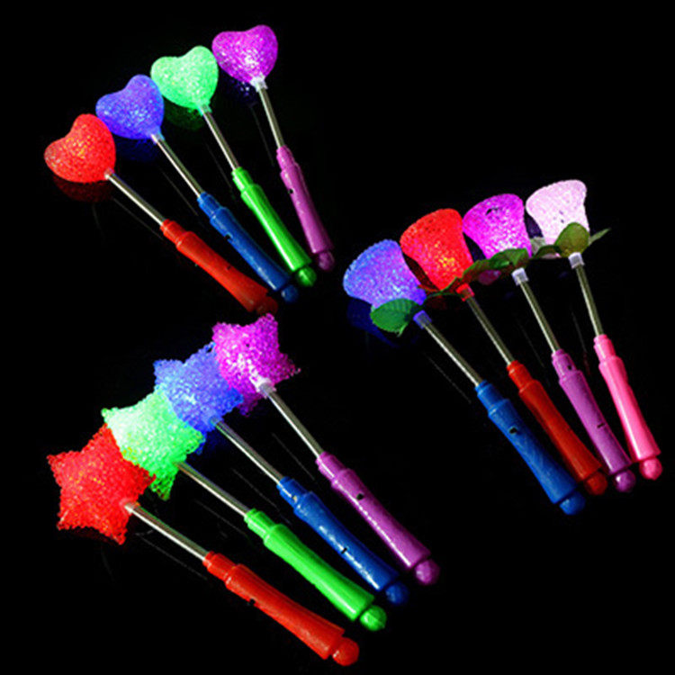Concert Sparkling Stick Loving Pentagram Rose Rice Grain Light Spring Stick Night Market Stall Toy Manufacturer