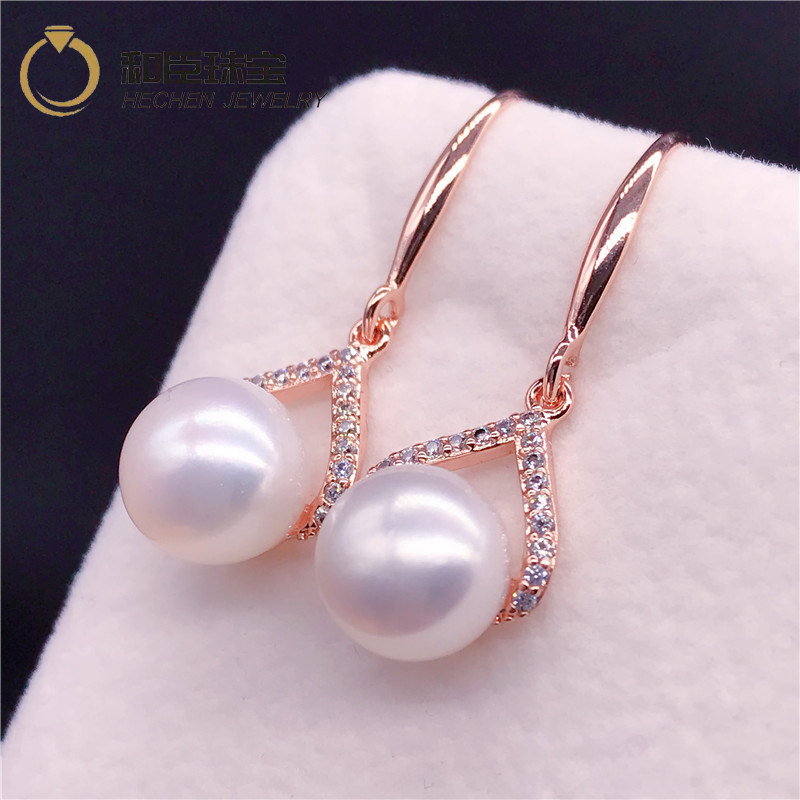 Fake to lose ten natural pearl ear nails 8 - 9 mm 925 pure silver ear crash to send girlfriend