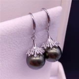 Натуральные серьги из жемчуга с цирконом, серебро 925 пробы, 11mm