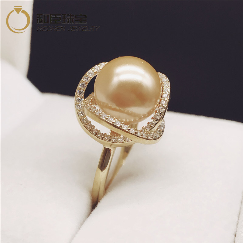 925 pure silver inlaid with natural Nanyang gold pearl pearl powder ring pearl ring finger ring to send girlfriend to mother