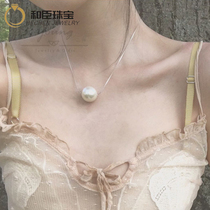 925 Sterling Silver Natural Freshwater Pearl Powder Necklace Pendant Lathong Necklace choker Transfer Bead Heart Chain