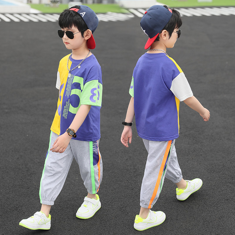 Next Inss Boys Short Sleeve Kit 2023 Summer New Children's Handsome Sports Two Kids Set Tide