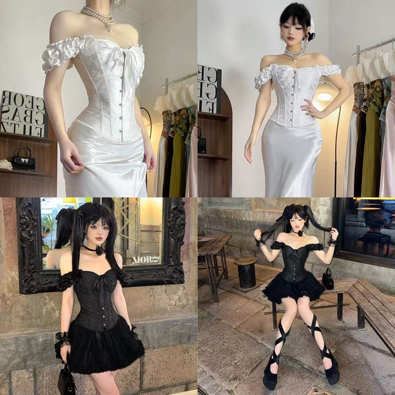 TUOTUO "Little Angel/Little Devil" Super Heavy-Duty Fishbone Bra and Puffy Elastic Cake Skirt Hot Girl Set