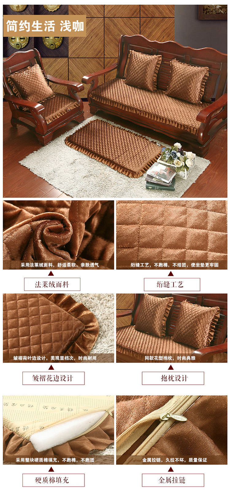 Đệm gỗ rắn màu đỏ dày có tựa lưng đệm Ghế trượt chống trượt Xiêm kết hợp đệm sofa Đệm liên bang nệm lót ghế ngồi văn phòng