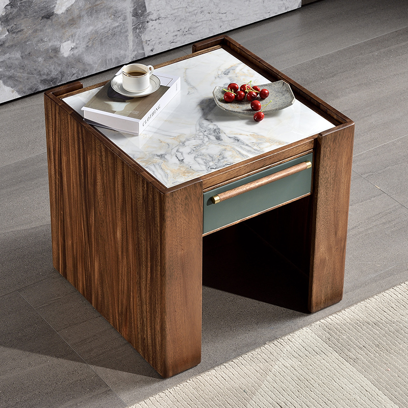 2021 new black walnut corner table living room sofa side table tea cabinet multifunctional small coffee table storage cabinet