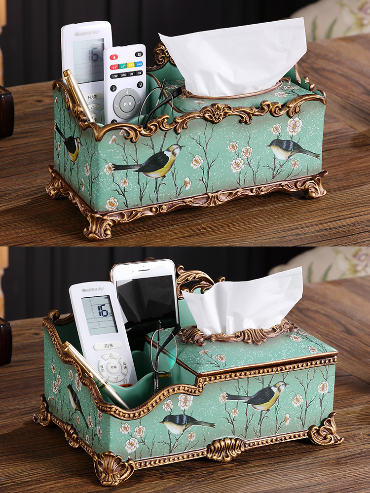 American tissue box Toilet paper box Multi-function living room coffee table Luxury European napkin box Remote control storage box
