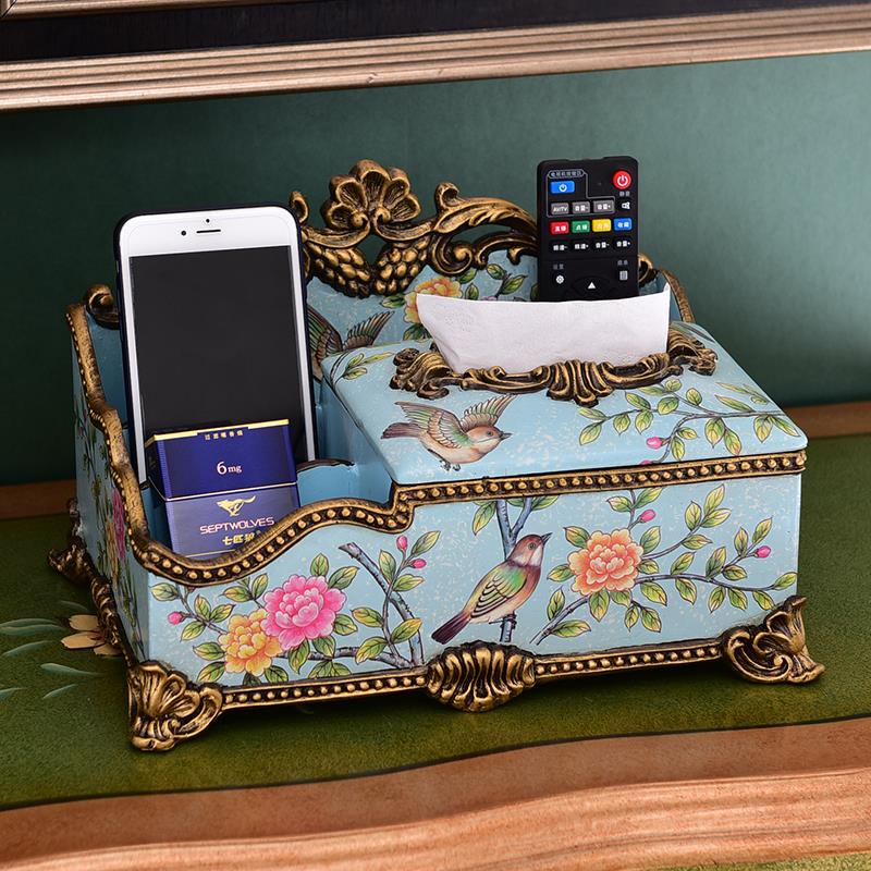 Eurostyle American multifunction paper towel box napkin paper box sanitary paper box luxurious living room remote control containing box swing piece