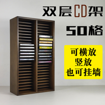 Solid wood CD record storage and organization rack disc disc collection audiophile vertical wall-mounted desktop album collection